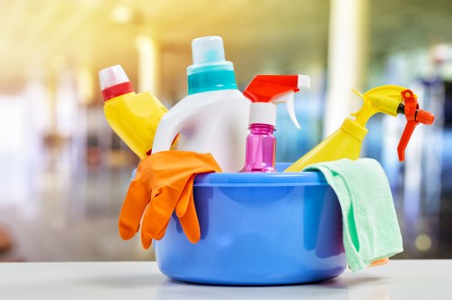 Laundry and waste sorting at Cleaners Waterloo with recycling bins and reusable materials