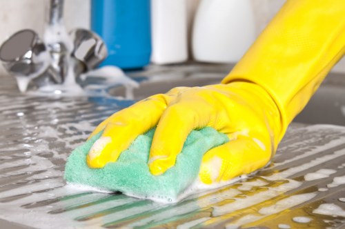 Supervisor reviewing workplace hazards and cleaning safety procedures